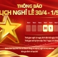 LỊCH NGHỈ LỄ 30/4 - 1/5/2026 - Nhà máy sản xuất Nội thất cao cấp Jager